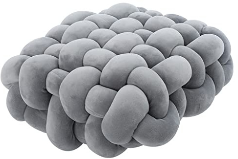 Saiyana Nordic Handmade Woven Plush Square For Seat Back Cushion Knotted Stuffed Solid Color Thick Chair Pad Floor Waist Pillow Home Decor Flower Floor Pillow Green