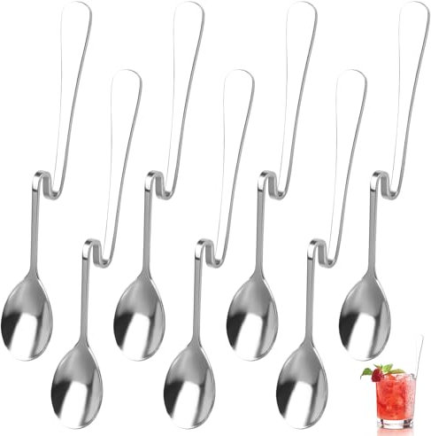 Cucchiaini Lunghi, 7 Pezzi Cucchiai Acciaio Inox, 17.4cm Cucchiaini Caffe, Cucchiaio Marmellata, Cucchiai da Latte Macchiato, Cucchiai da Latte, Cucchiaio Da Tè, per Dessert Cocktail Gelato Caffè