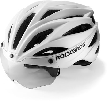 ROCKBROS Cykelhjälm för Vuxna med Magnetiskt Avtagbart Visir, MTB-hjälm Andningsbar Cykelhjälm Landsvägscykelhjälm Justerbar för Kvinnor och Män, 58-62cm