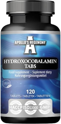 Hydroxokobalamin 100 µg per portion - Vitamin B12-120 veganska tabletter - 480 portioner - Stödjer nervsystemet och minskar trötthet - Kosttillskott från Apollo's Hegemony
