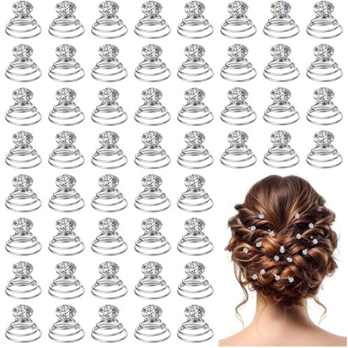 Haarspiralen Und Haarnadeln Für Hochzeit - 60 Stück Spirale Haarschmuck Mit Kristall Strass Haarspange Glitzer Hair Jewellery Braut Haarspangen Für Abschlussball