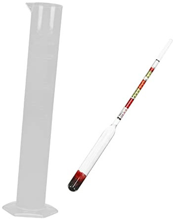 TOPPERFUN 1 Set Completo Alcolometro con Kit per Produzione e Vino con Misurazione Precisa della Gradazione Alcolica e Scala Tripla