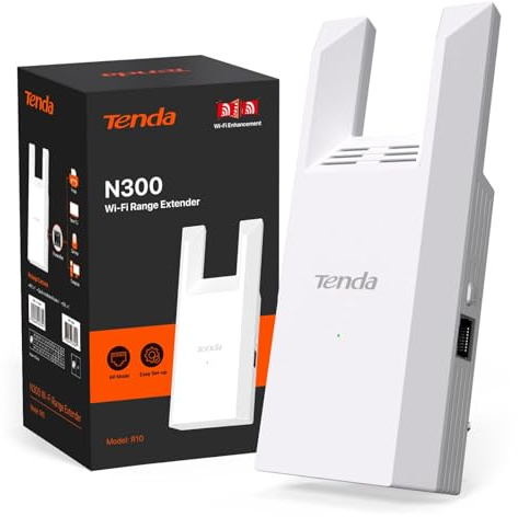 Tenda R10 Répéteur Amplificateur WiFi Puissant 300 Mbps, 1 Port Ethernet, Mode Point d’Accès, Jusqu’à 120㎡