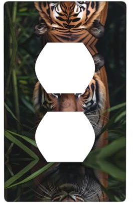 Phayah Placa de pared de enchufe dúplex con patrón de tigres, tamaño estándar, policarbonato termoplástico, cubiertas de enchufe dobles