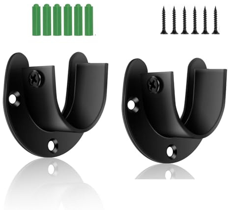 Staffe a U per Bastone Appendiabiti, 2 Pezzi 32mm in Acciaio Inossidabile - Supporto per Tubo Tenda con Viti e Tasselli - Montaggio Guardaroba, Armadio e Parete