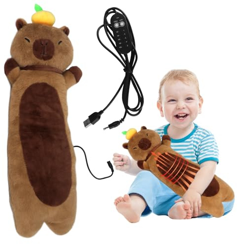 YANGUN Capybara Manta eléctrica con apagado automático, cojín de calor eléctrico, almohadilla térmica USB para cuello, espalda, hombros, abdomen, almohada larga para mujeres, adolescentes y niñas