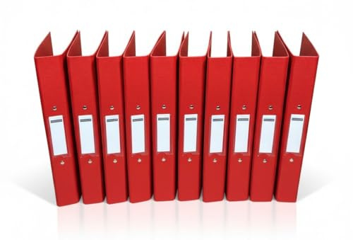 Consortium A4 Ring Binder Files : 10 Pack. 2 Ring. Pillar Box RED