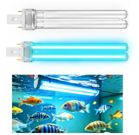 Ddlisu 2*Lampadine per Filtro laghetto da 9W, Lampadine Ultraviolette UVC per Filtri e Chiarificatori, Lampadina/tubo UV di Ricambio 2 PIN G23 PLS, Per Laghetti, Vasche per pesci, Acquari