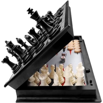 KAILE 13 Magnetic Chess Sets, 3 in 1 Travel Chess Checkers Backgammon Set with Folding Case