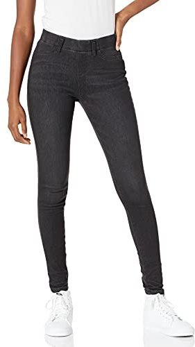 Amazon Essentials Jeggings de Punto Elástico sin Cordones (Disponible en Tallas Grandes) Mujer, Gris Efecto Lavado, L