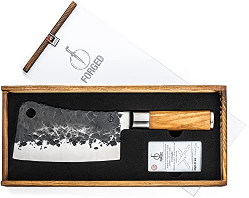 Forged Hackmesser Chinesisches Kochmesser 17,5cm, handgefertigt, in Holzkiste