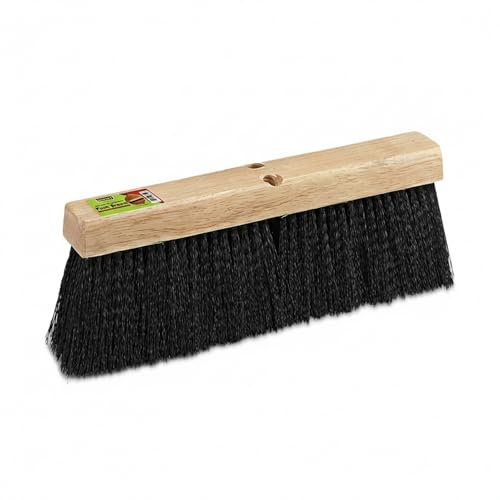 Unvert Black Indoor Push Broom Head – Heavy Duty Hardwood Block – Polypropylene Bristles – Deck Scrub Brush – Two Threaded Handle Holes for Better Assist (12)