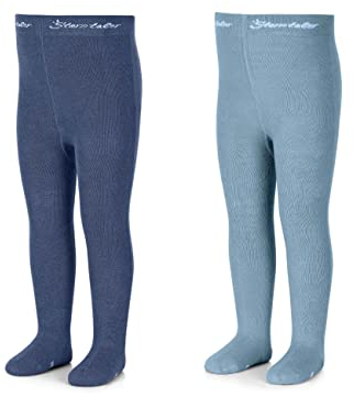 Sterntaler Baby-Jungen Uni Doppelpack Bambus Strumpfhose, blau, 116