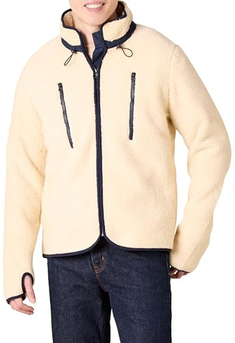 Amazon Essentials Men's Teddy Fleece Full-Zip Jacket, Beige, Medium