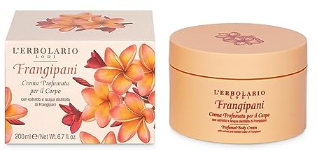 L'Erbolario Crema Corpo Profumata Frangipani - Idratante e Tonificante, con Oli Biologici di Cocco e Girasole, Estratto e Acqua di Frangipani - Fragranza Agrumata e Fiorita - 200 ml