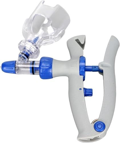 SOLBUM Seringue Vétérinaire de 5 ML, Pistolet Injecteur à Seringue Continue Réglable avec Flacon de Vaccin, Seringue à Recharge Automatique pour Bétail, Poulet, Mouton, Cochon