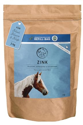 Annimally Zink für Pferde - Zink Pellets (2kg) hochdosiert mit Schwarzkümmel, Zeolith, Esparsette und Bierhefe für Haut, Haare & Hufe