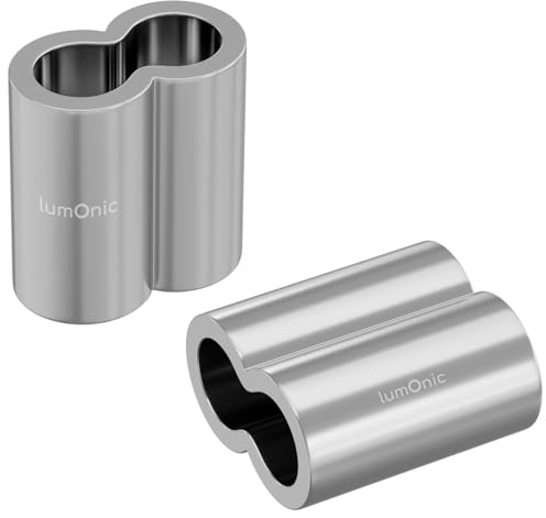 Lumonic 20x Pressklemme für Ø10mm Drahtseil | Aluminium | Doppelhülse | Seilklemme, Würgeklemme für Drahtseil, Seil | Drahtseilklemme für Rankhilfe, Wäscheleine, Lampen, Sichtschutz, Sonnensegel, Zaun