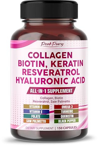 PEAKPURY Collagen Biotin Resveratrol Saw Palmetto - Skin, Joint Health Support