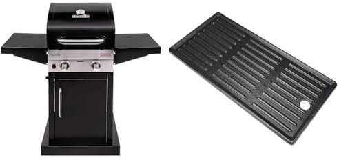 Char-Broil 140740 Performance Series™ 220B - 2 Burner Gas Barbecue Grill with TRU-Infrared™ technology, Black Finish. & 140008 3 Burner Grill Griddle., Black, 1.0 cm*43.5 cm*20.8 cm