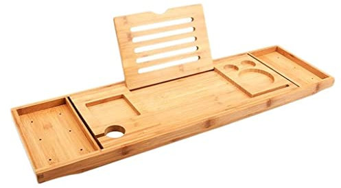 SNHHNSW Plateau de Service de Baignoire, Pont de Bain, étagère de Rangement utile, Support de Tablette télescopique pour Salle de Bain, Maison, Talla ?nica