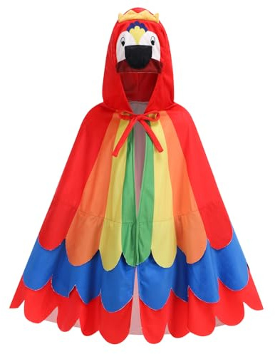 yolsun Parrot Costume for kids, Boys Girls Parrot Cape with Hood, Parrot Animal Role Play Costume(29.5, Red)