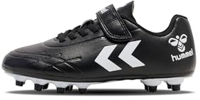 hummel Bottes de Football Unisexes pour Enfant avec Fermeture Velcro - Soft, Firm Ground Top Star, Noir, 34 EU