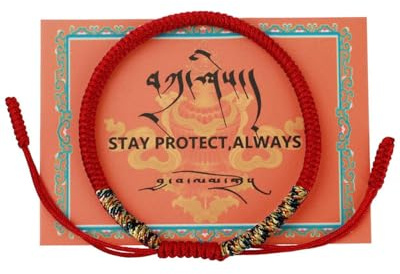 MYGLOAR Pulsera roja, pulsera de tela roja de Kabbalah, protección para bebés, hombres, mujeres,de la suerte tibetana hecha a mano, pulsera de la suerte budista, tejida(rojo 001)