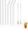 6PCS Pajitas de Cristal Reutilizables, 3 Vidrio Curvadas y 3 Rectas Transparente Vaso de Pajitas Curvada con 2 Cepillitos Pajita Bubble Tea Ecológico para Lavavajillas para Batidos Jugo de Cóctel