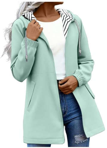 OVARA Womens Waterproof Jackets Lightweight Hooded Long Rain Coat Rain Jacket Ladies Functional Windbreaker Jacket Softshell Plus Size Breathable Outdoor Trench Coats