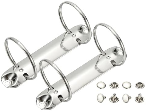 PATIKIL B7 2 hål ringpärmsmekanismer, 2 set 2,5 cm O-ring ersättningspärm planerare lösa bladbindande ryggar för arrangörer gör-det-själv fyllning papper förvaring mapp tillbehör, 52 mm silverton