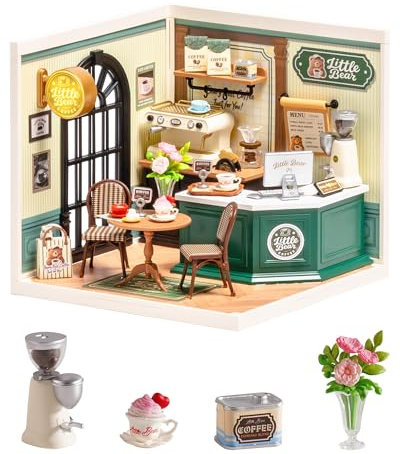 Rolife Super Creator Perfect Romance Café, kit fai da te in miniatura con luce, kit di mobili per casa delle bambole in plastica, senza colla, kit di costruzione per adulti e adolescenti, regalo