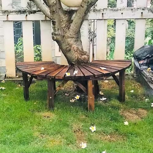 Gaommini Banco para árbol de jardín, Muebles de Exterior, Silla, Asiento de Banco para Patio, Asiento Envolvente para árbol, Bancos de Listones de Madera, Taburete de jardín(Half Round)