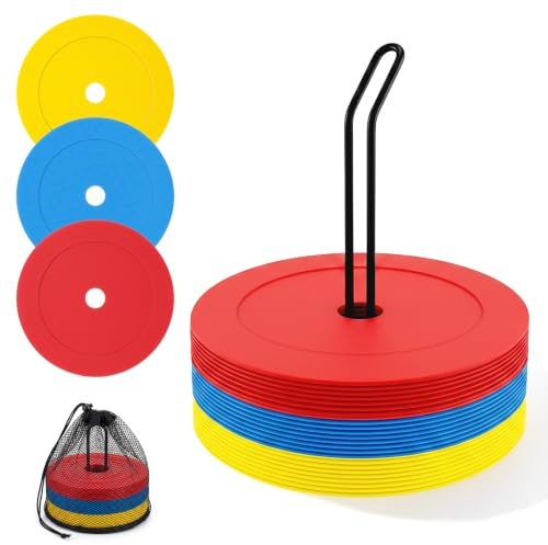CAIXIANGYU 24 Piezas Conos Futbol Planos de Entrenamiento, Discos de Marcación 15 cm PE Flexible Antideslizante, para Baloncesto Balonmano y Más Deportes