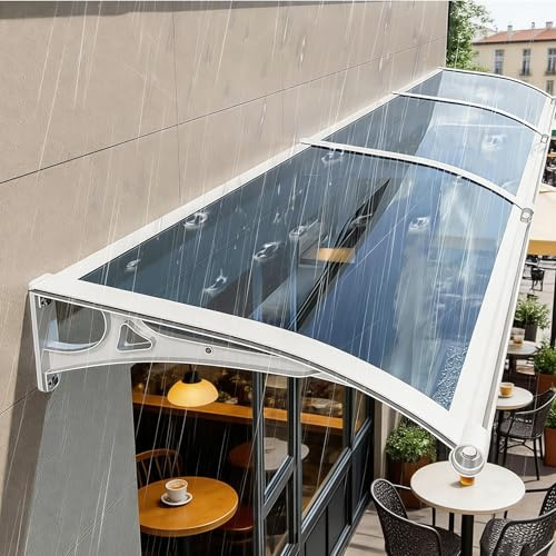 Heavy-Du Modern dörrbaldakin – utomhusfönsterning med UV-skydd, polycarte-skydd, aluminium, regnränna – väderskydd året runt för hem entré