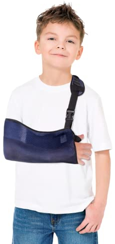 TOROS-GROUP Tutore per braccio-Fascia di supporto per spalla e braccio- Fascia per braccio-Reggibraccio-Tutore -Rete Ergonomica, leggera e traspirante-Tracolla per braccio- BAMBINI Nero XX-Small