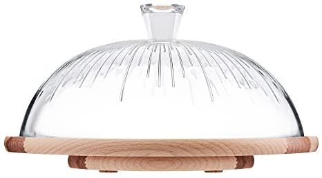 AMBITION Käseglocke drehbar ⌀33,5 cm Sophie rundes Käsebrett mit Deckel Kuchen Tortenständer Servieren Dekorieren