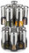 Relaxdays Portaspezie Girevole in Acciaio Inox, 12 Barattoli in Vetro per Condimenti, per Lavastoviglie, Argentato Nero, 31 x 18 x 18 cm