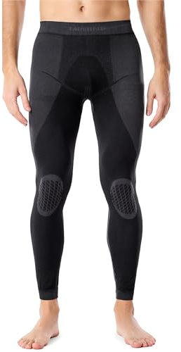 Ladeheid Pantalon Termico Hombre – Leggins y Mallas Running Hombre, Calzoncillos Térmicos Largos y Transpirables, Ropa Interior Térmica para el Frío LAGI002 (Negro/Grafito, XL)