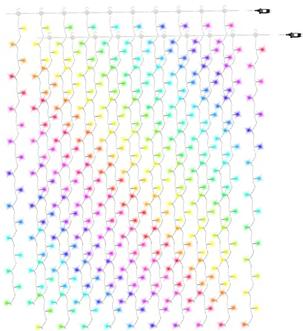 Luminea Home Control Lichtvorhang: 2er Smarter WLAN-LED-Lichtervorhang mit 180 RGB-IC-LEDs, IP44, 3x3 m (Lichterkette Fenster Weihnachten, Lichterkette WiFi, Lichtschlauch)