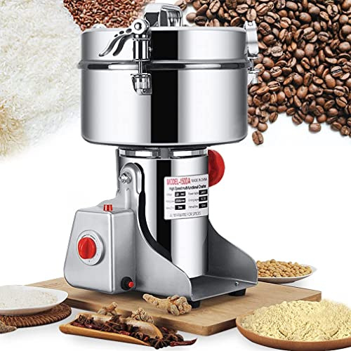 Getreidemühle Elektrisch 1500g Elektrische Mühle High Speed Edelstahl Graingrinder & Kommerzieller Motor Mahlstein Mühle Getreide für Kräuter/Gewürze/Nüsse/Getreide mit Überlastschutz
