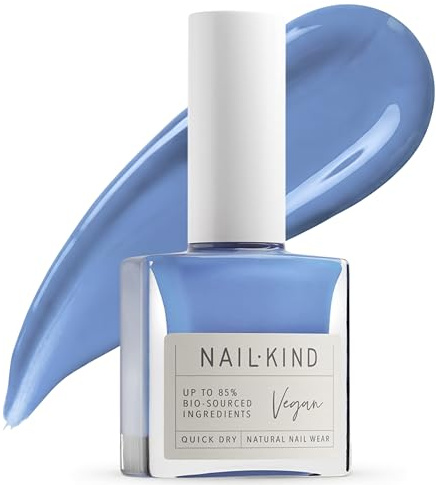 NAILKIND Blue Nail Polish - Out of the Blue - High-Gloss Nail Varnish - Vegan Nail Lacquer Peta Certified Cruelty Free - Quick Drying Long Lasting - Chip Resistant Manicure - 8ml