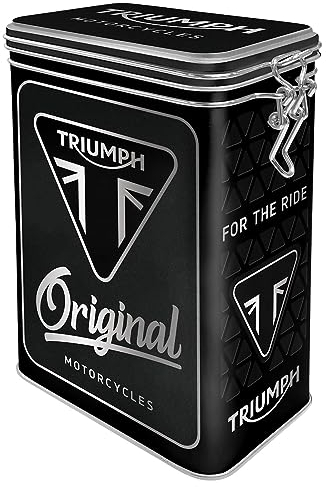 Nostalgic-Art Caja de café, 1,3 l, Triumph – Original Motorcycles – Idea de regalo para moteros, lata con tapa hermética abatible, diseño vintage