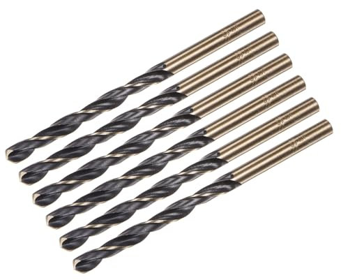 sourcing map 6pcs Jobber Drill Bits 5mm (0.197) Black Nitride & Gold Titanium Coated M2 High Speed Steel (HSS) Twist Drill Bits for Stainless Steel Aluminum Alloy Metal