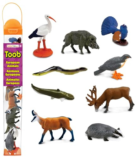Safari Ltd. Set di 9 figure di giocattoli animali europei | Collezione TOOB | Non tossico e senza BPA | Animali giocattolo | Adatto per bambini dai 3 anni in poi