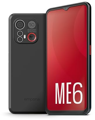 Emporia ME6 5G Smartphone, 6.58 HD Display, 128GB Memory, 6GB RAM, SIM free Unlocked, 50MP camera, ASHA Hearing Aid Protocol, Personal Panic Button, Android 13. Black