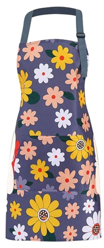 UYUYong Tablier Cuisine Familiale Tablier Essuyer Main Tab-lier à Bavette Réglable pour Cuisine Pâtisserie Artisanale Jardinage (Ceinture Extra Longue)