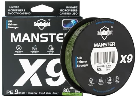 SeaKnight X9 flätade fiskelinor 9 strängar fläta karp fiskelina 150 m/300 m/500 m lång gjutning superstark multifilament saltvatten havsfiskelina 7,7-80 kg