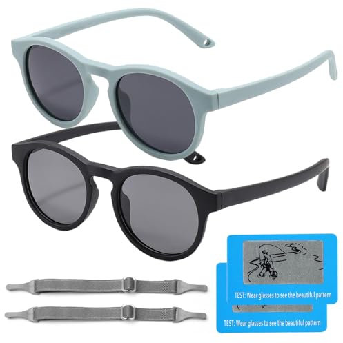 DKDDSSS 2 Stücke Baby Sonnenbrille für Kinder, Polarisierte Kindersonnenbrille, UV400 Schutz, Sonnenbrille Baby für 0-3 Jahre