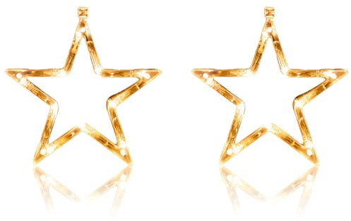 ZOMKIFA 2 PCS Luminosa Stella Natale Luminosa, LED Stella di Natale Illuminazione, Finestre Luci Decorative, Bianco Caldo, per Ramadan Natale Nozze Giardino Decorazione Ramadan